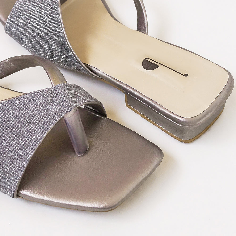 Alloy Steps Silver Black Block Heel – Stylish Party Wear for Women