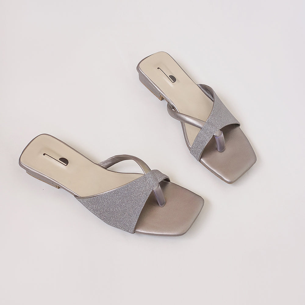 Alloy Steps Silver Black Block Heel – Stylish Party Wear for Women